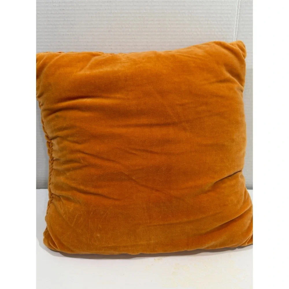 Vintage Velvet Textured Throw Pillow Orange Mid Century Modern